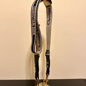 AUTHENTIC Christian Dior Black Adjustable Shoulder Strap with Ring